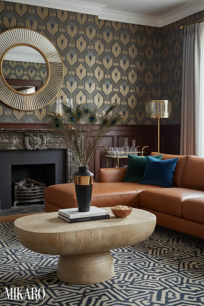 Art Deco Living Room: Valencia Serena Sectional, WILLIAMSPACE Coffee Table & Home Simplicity Vase