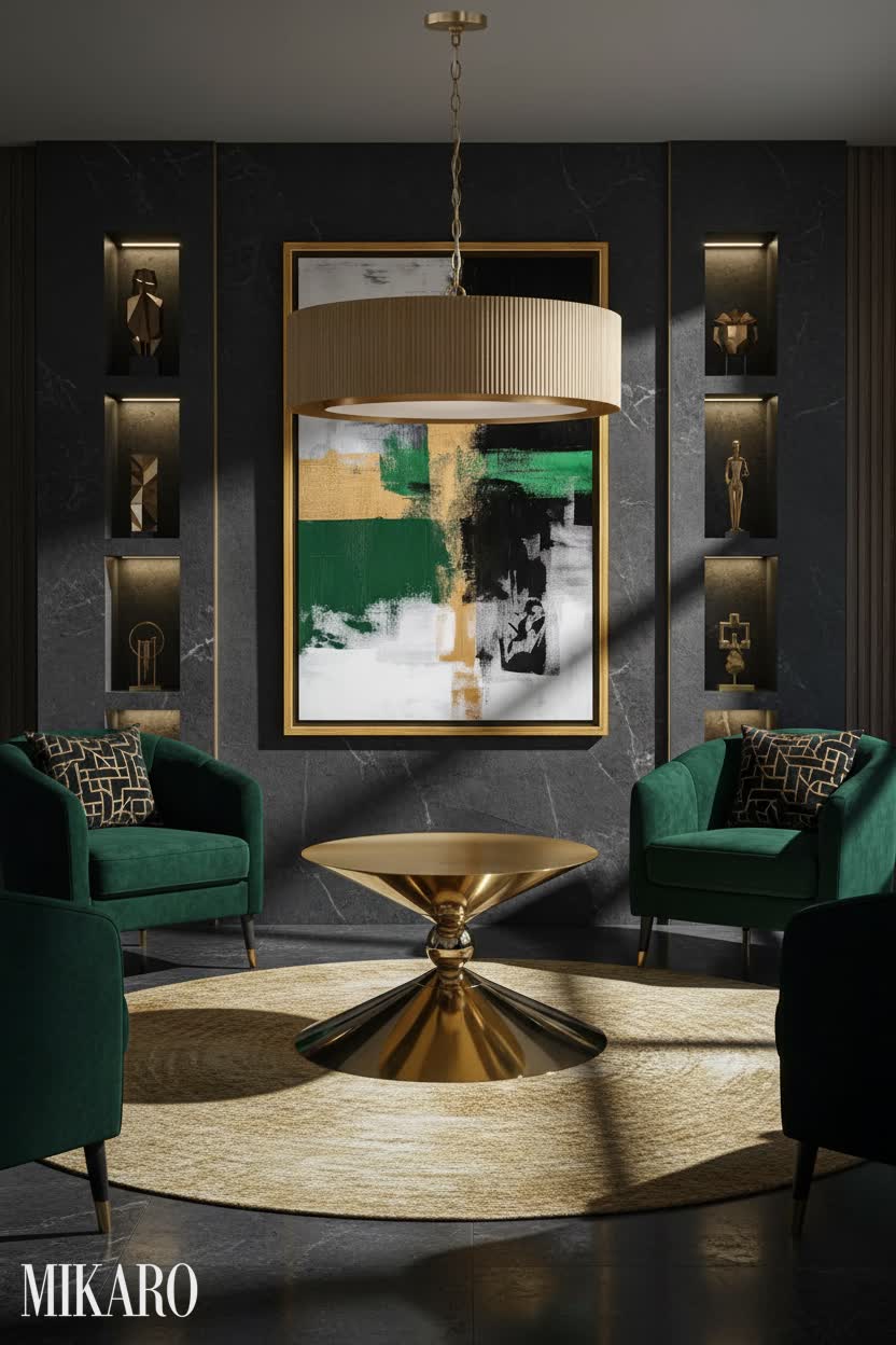 Art Deco: Opulent Gold & Emerald Living Room