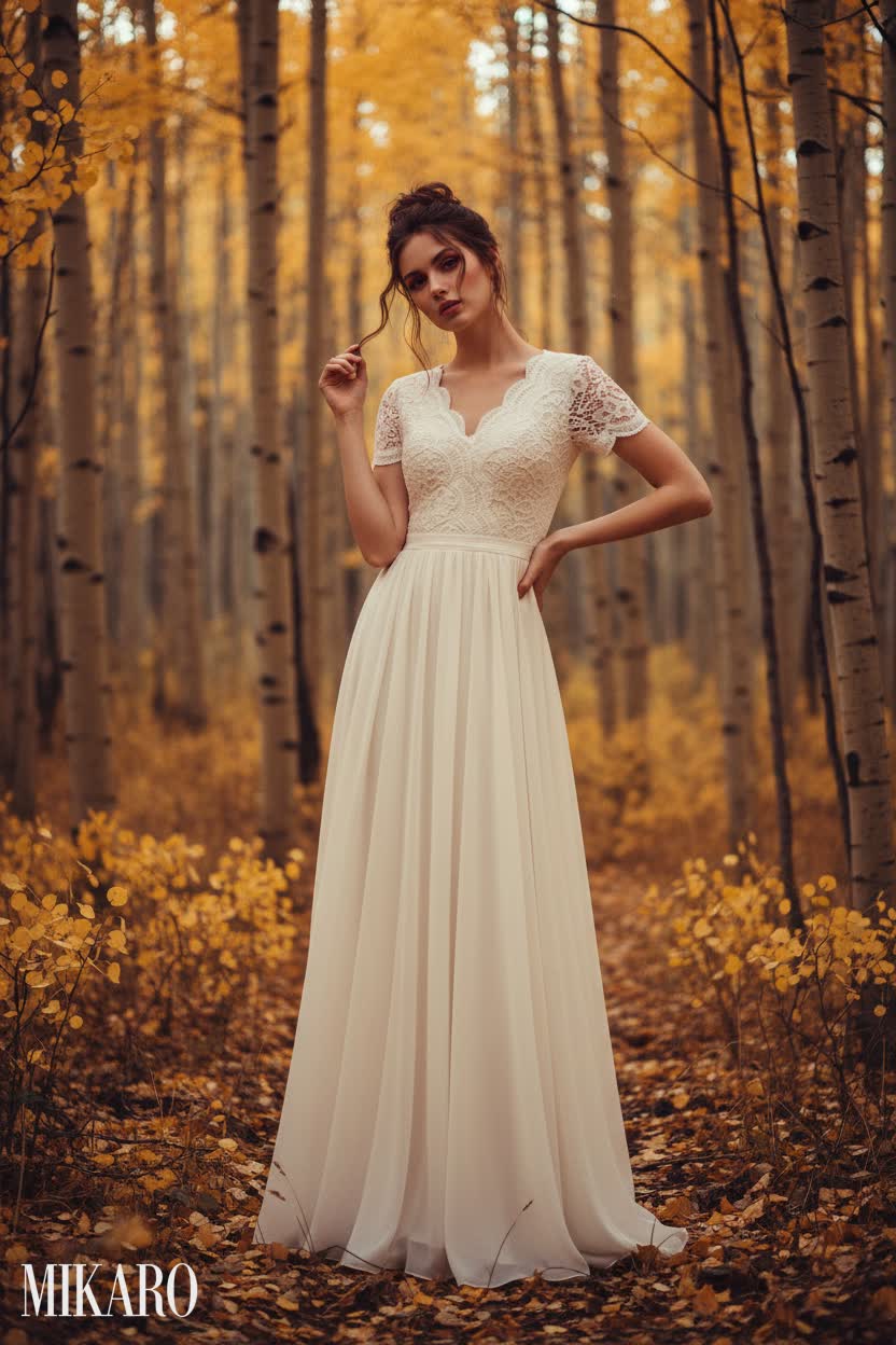 Autumnal Lace & Chiffon Gown