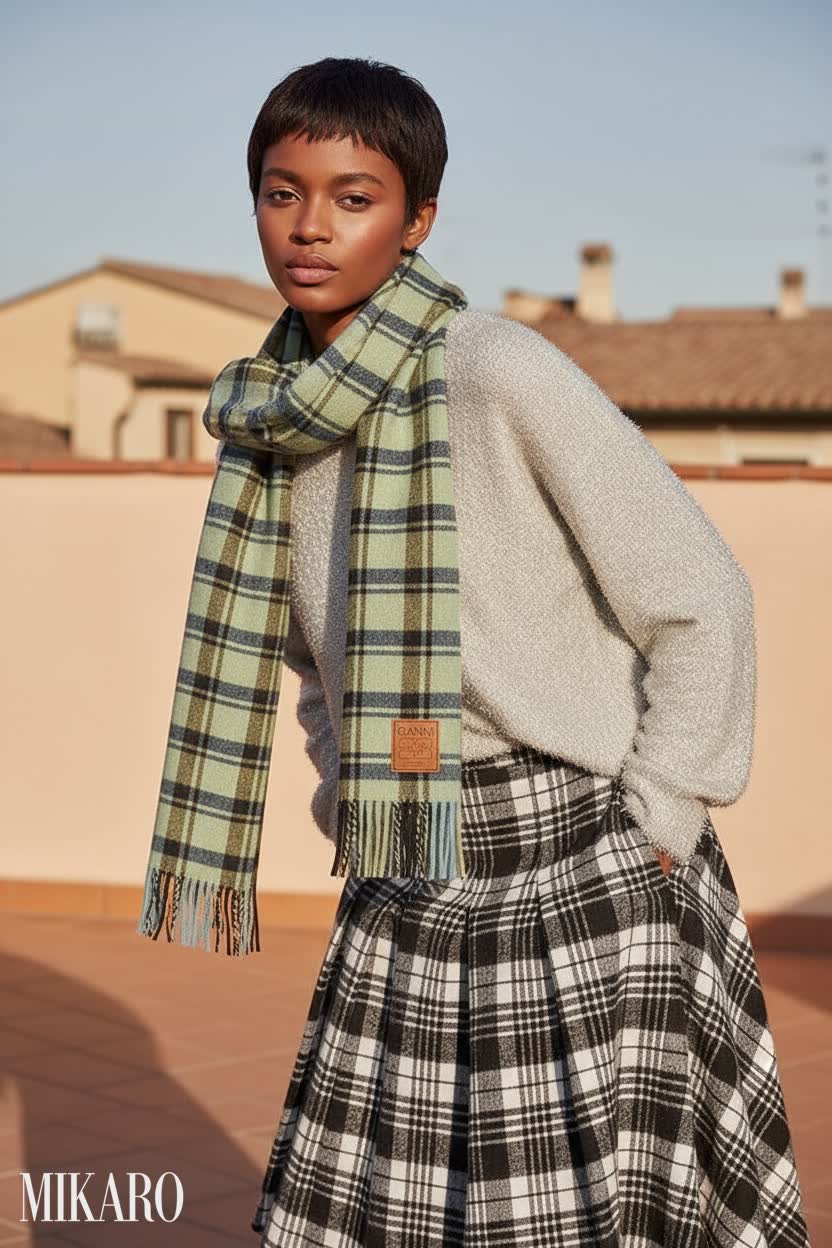 Autumnal Plaid Ensemble with Tinseltown Sparkle