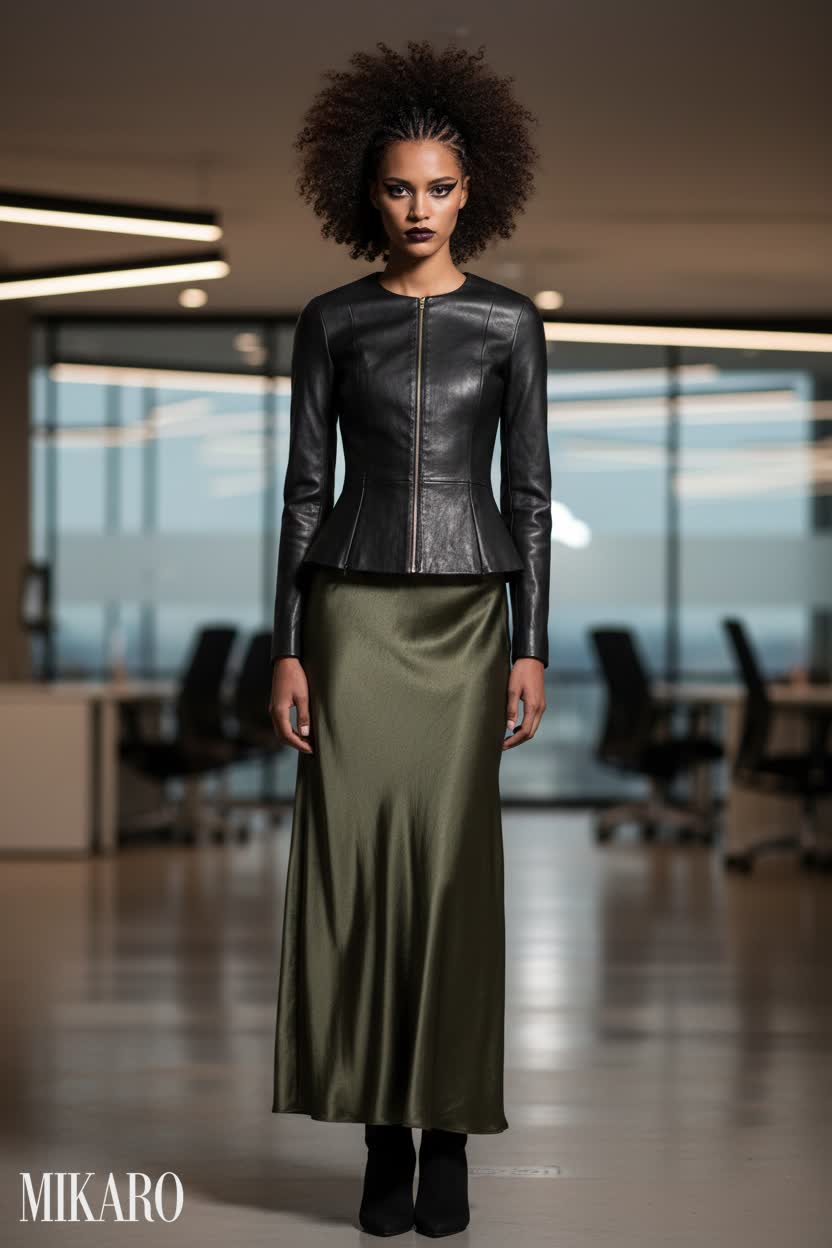 Avant-Garde Chic: Leather and Silk in a Modern Office Setting