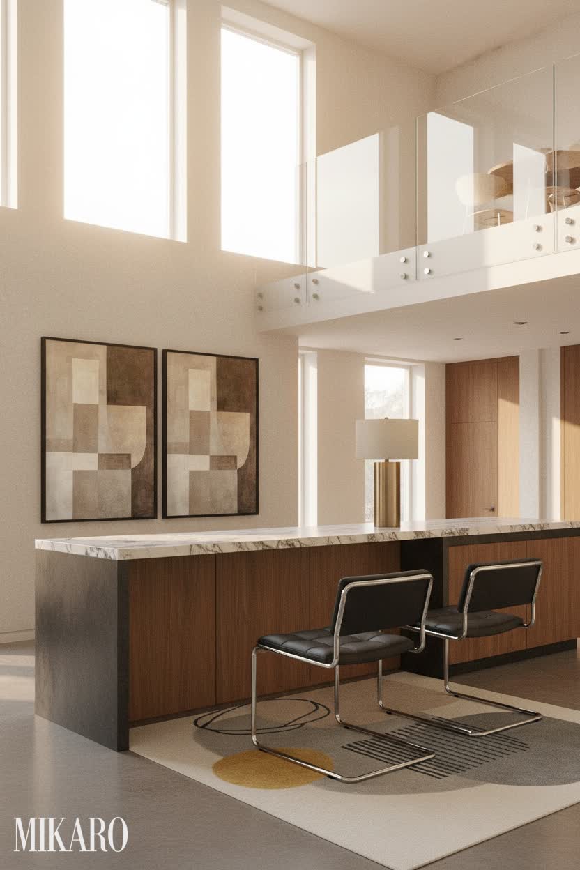 Bauhaus: Modern Minimalist Breakfast Bar in a Split-Level Home