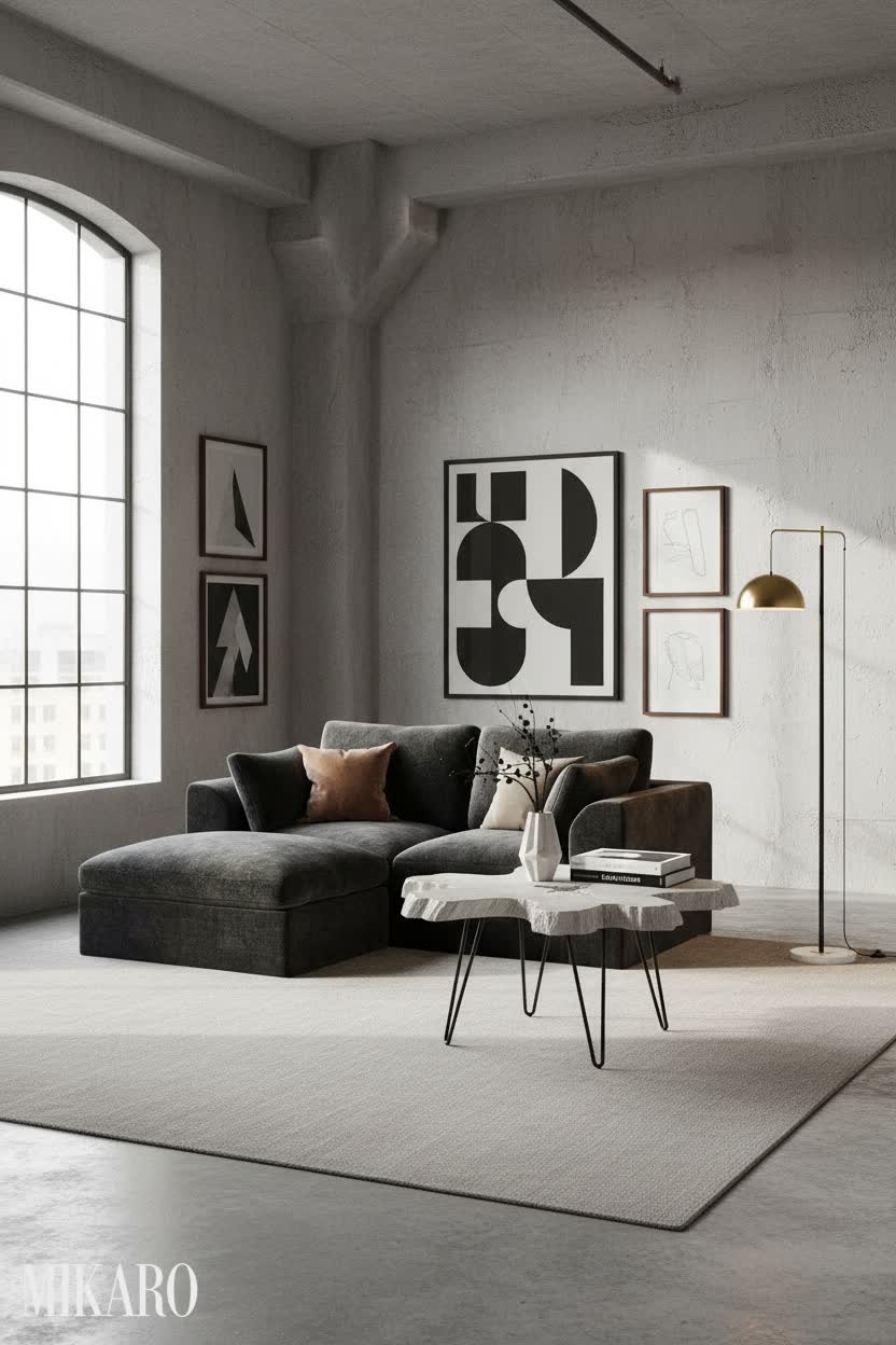 Bauhaus: Monochrome Comfort & Natural Textures for Loft Living