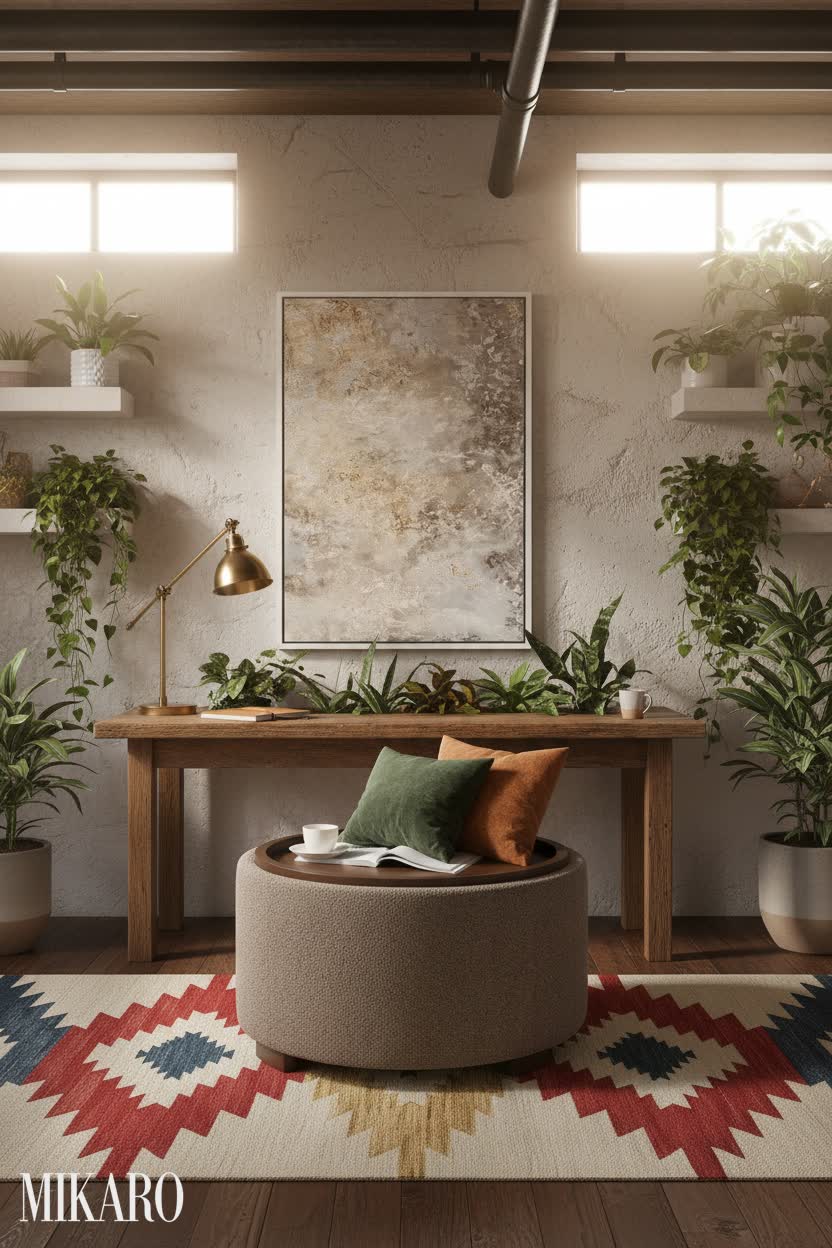 Biophilic: Cozy & Creative Basement Homework Station