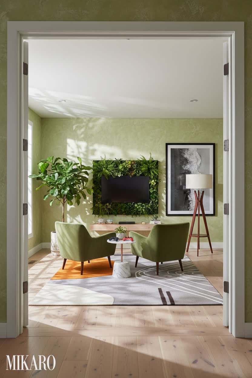 Biophilic: Serene Game Room Retreat with Nature-Inspired Design