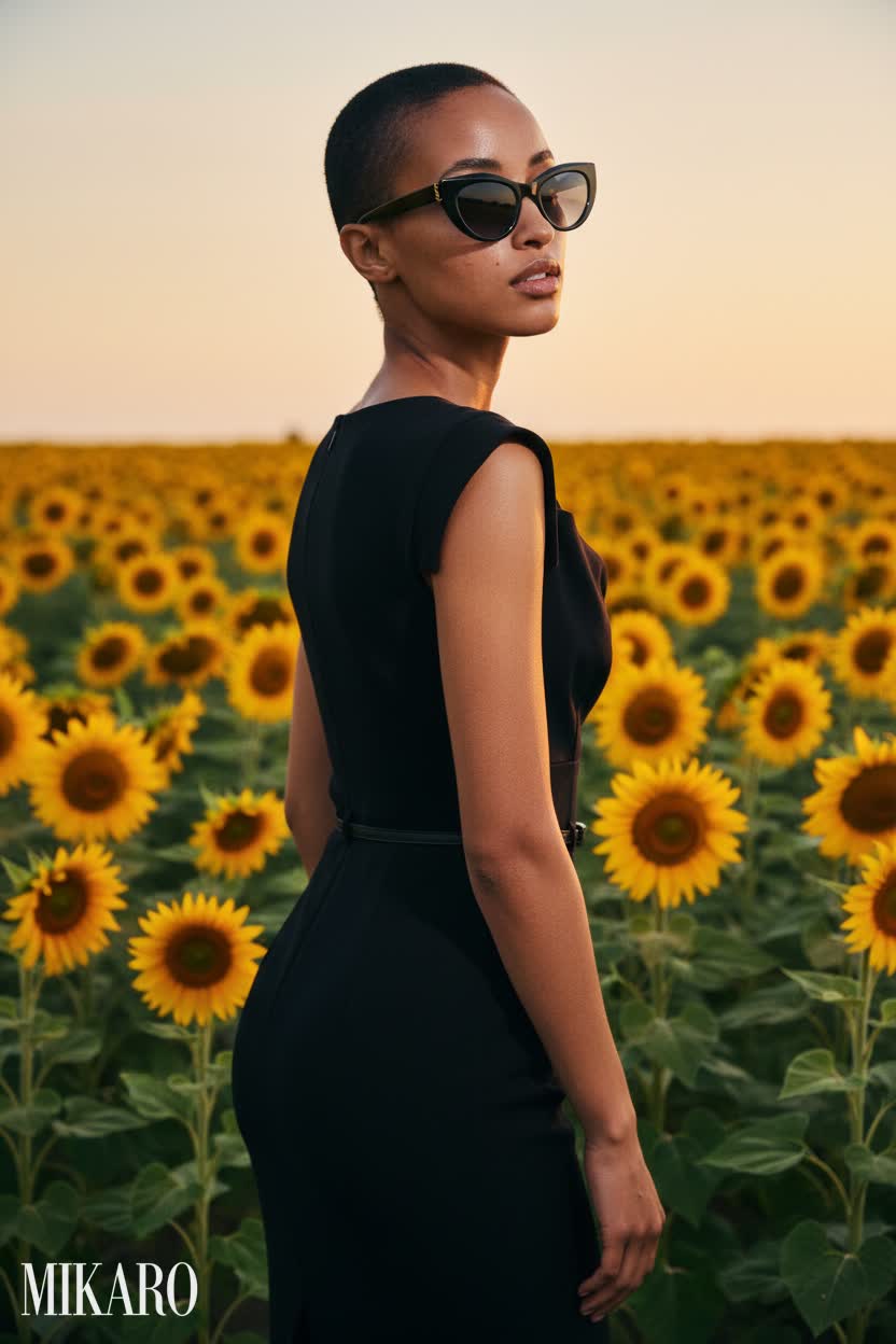 Black Halo Dress & Saint Laurent Sunglasses Ensemble