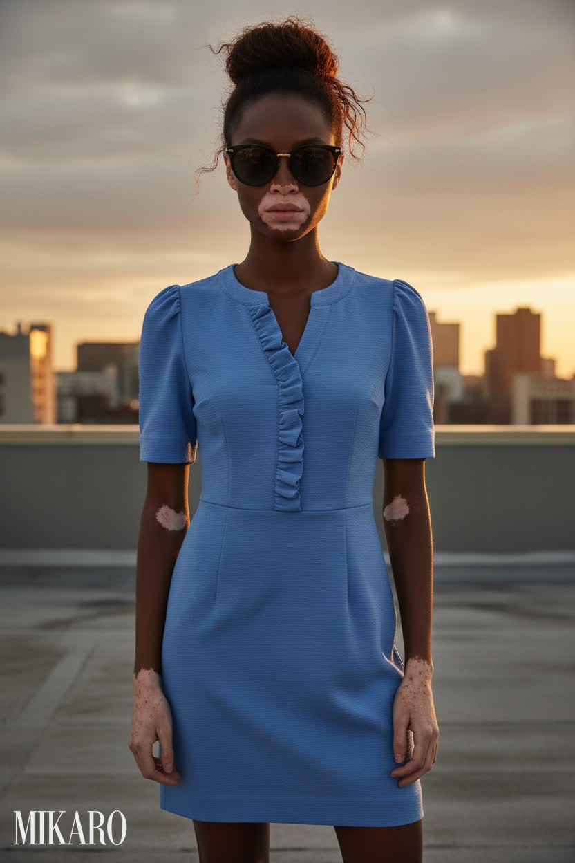 Blue Shift Dress with Designer Sunglasses