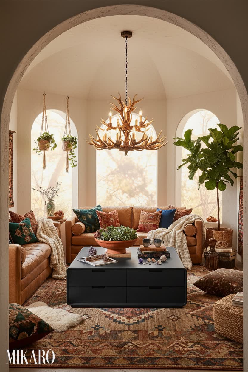 Bohemian: Cozy Conversation Pit with Artisanal Charm