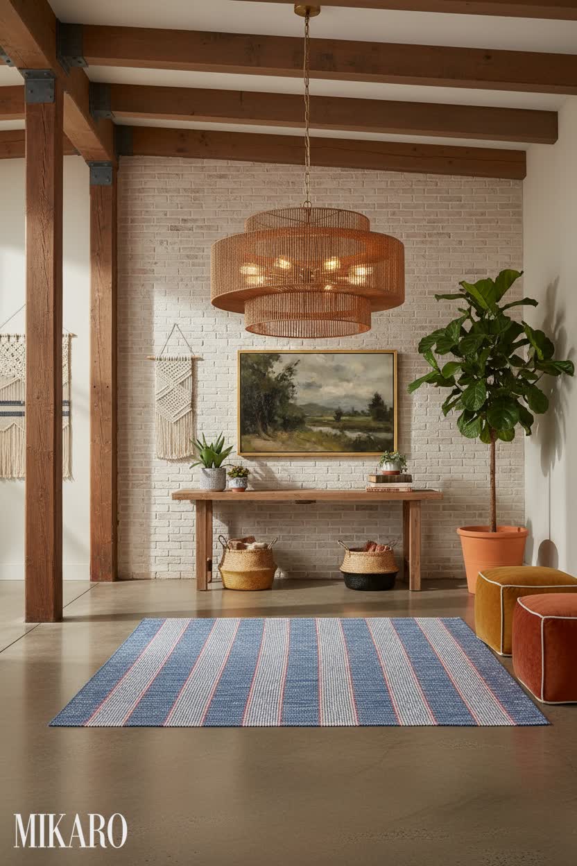 Bohemian: Earthy Loft Entryway with Woven Textures and Artistic Flair
