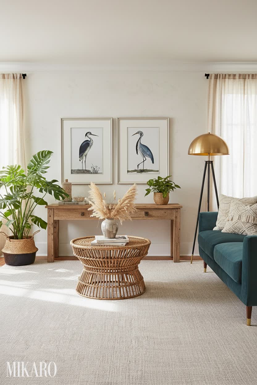 Bohemian Rhapsody: A Serene Living Space with Modern Accents