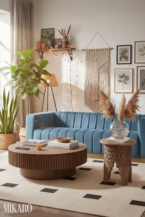 Bohemian Rhapsody: Luxurious Living Room Retreat with Global Accents