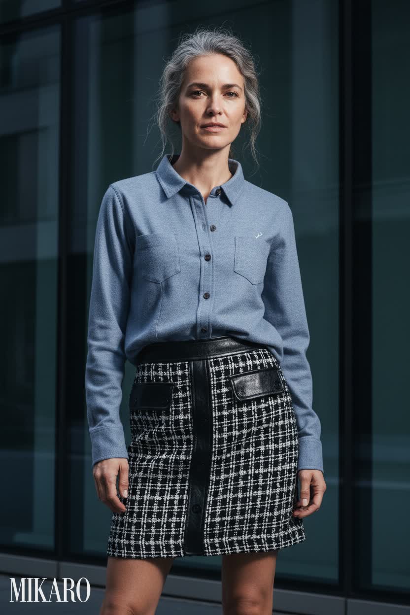 Casual Chic Ensemble with Flannel and Tweed