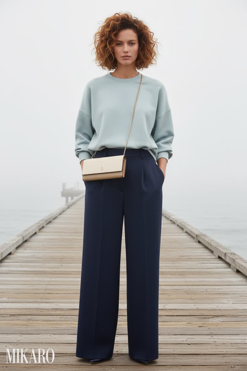 Casual Chic Pier Look with Luxe Fleece & Palazzo Pants