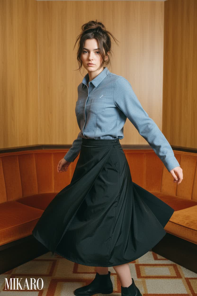 Casual Flannel and Flowy Skirt Ensemble