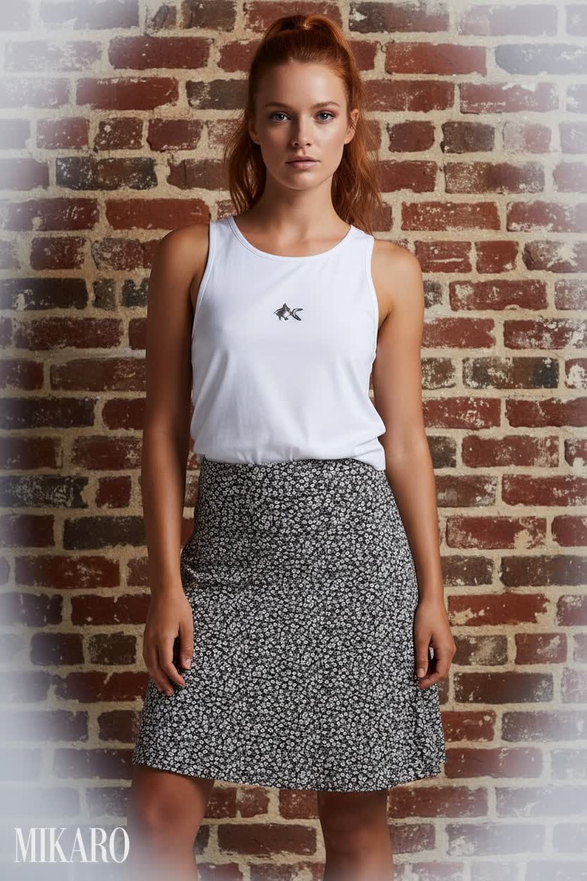 Chaka Skirt & Fish Emblem Tank Ensemble