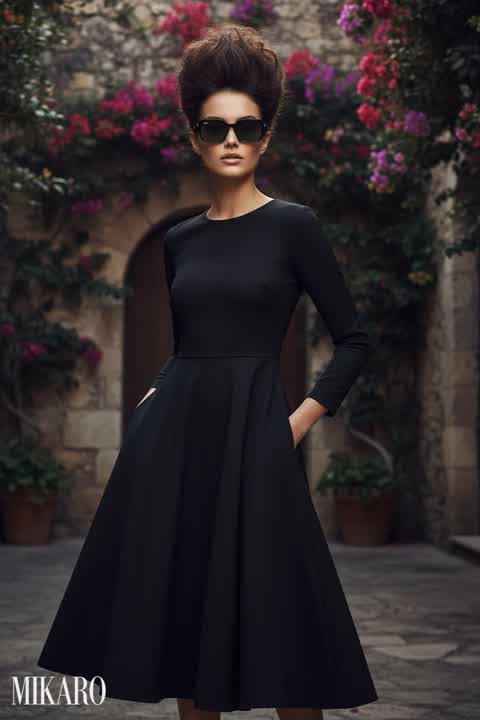 Chic Black Dress with Statement Sunglasses