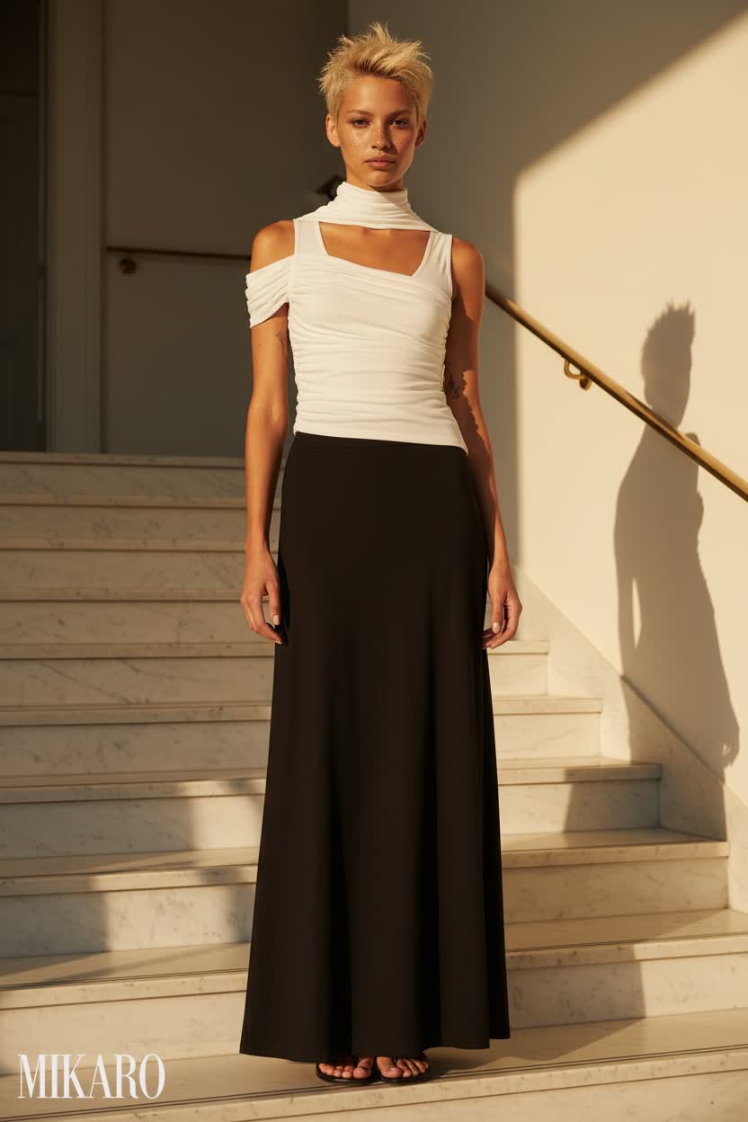 Chic Maxi Skirt and Asymmetrical Tank Ensemble