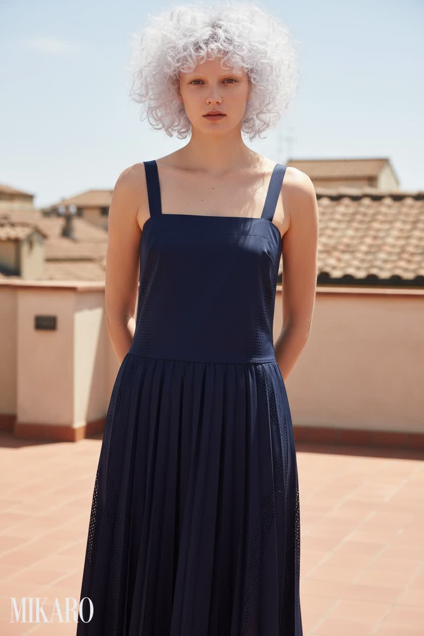 Chic Pleated Strap Dress Ensemble