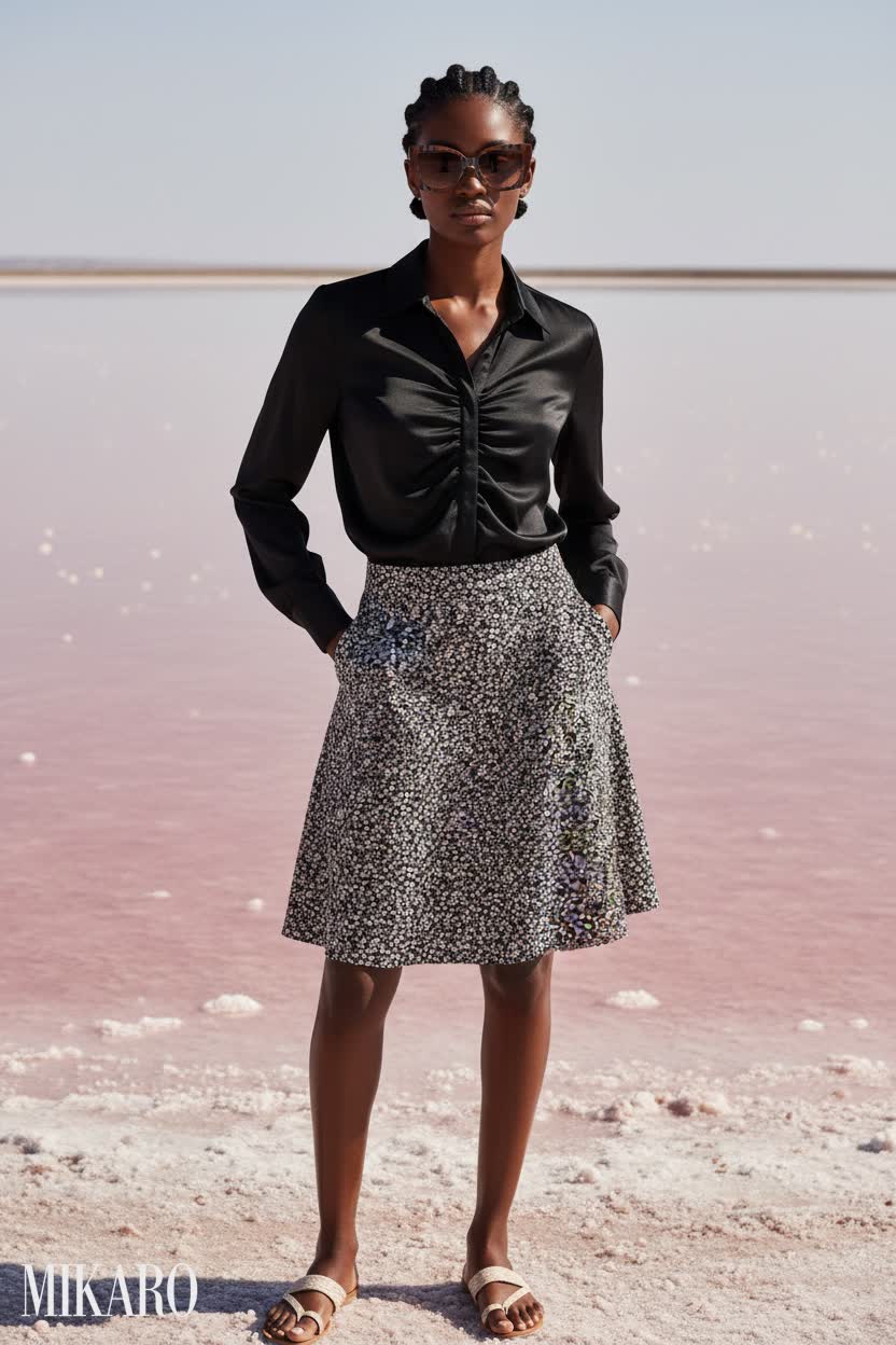 Chic Silk and Floral Ensemble