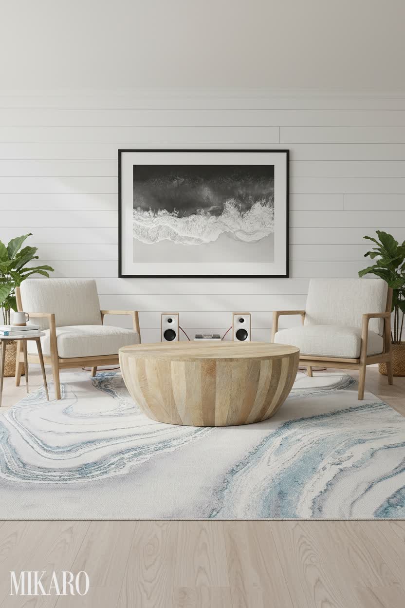 Coastal Listening Room: Serene Escape with Modern Flair