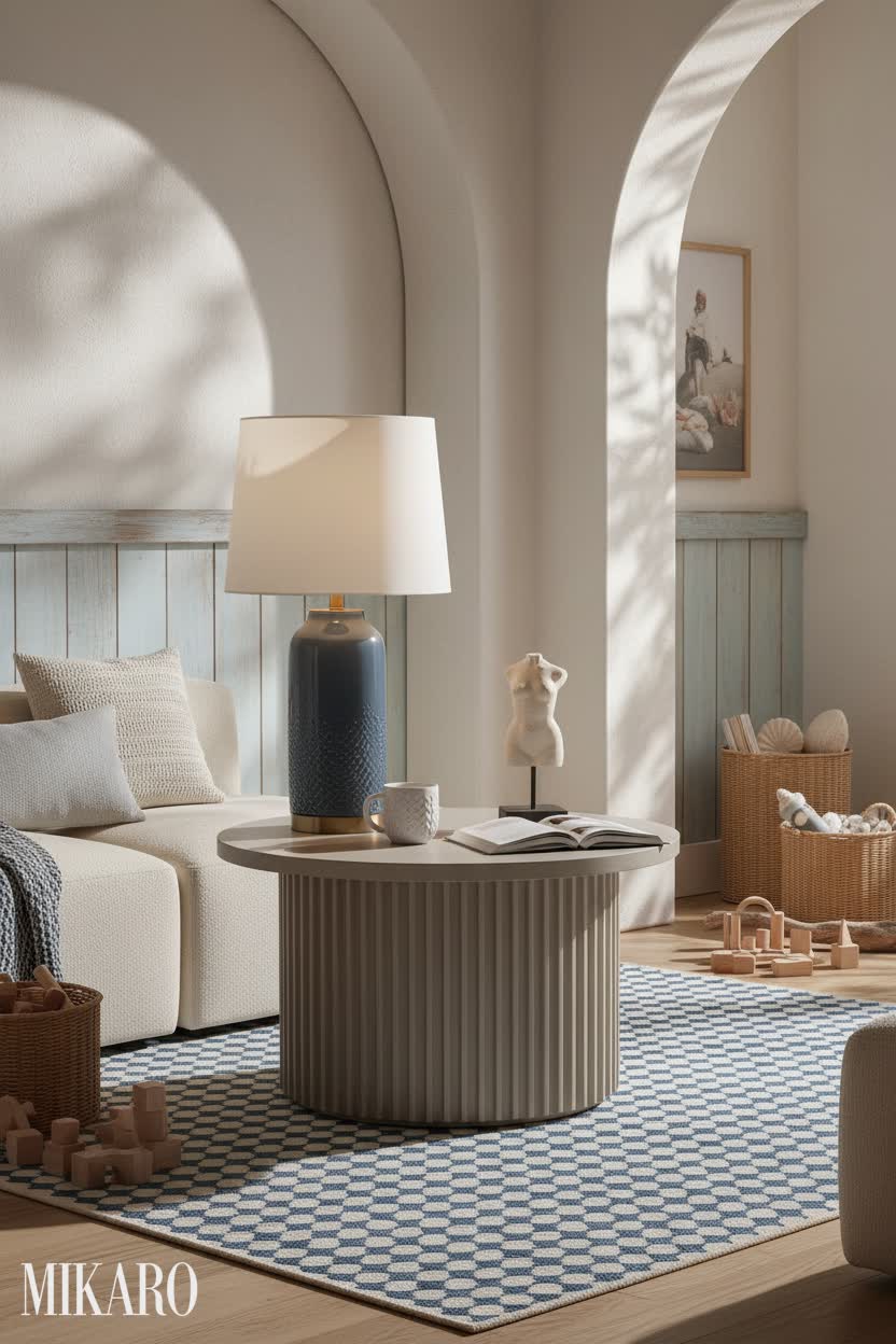 Coastal Playroom: Serene Arches & Playful Blues