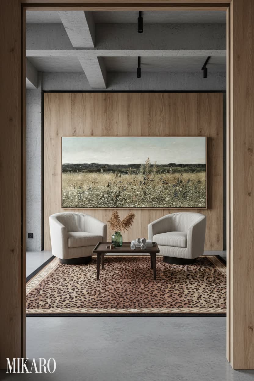 Contemporary: Industrial Chic Playroom with Wildflower Art and Leopard Accents
