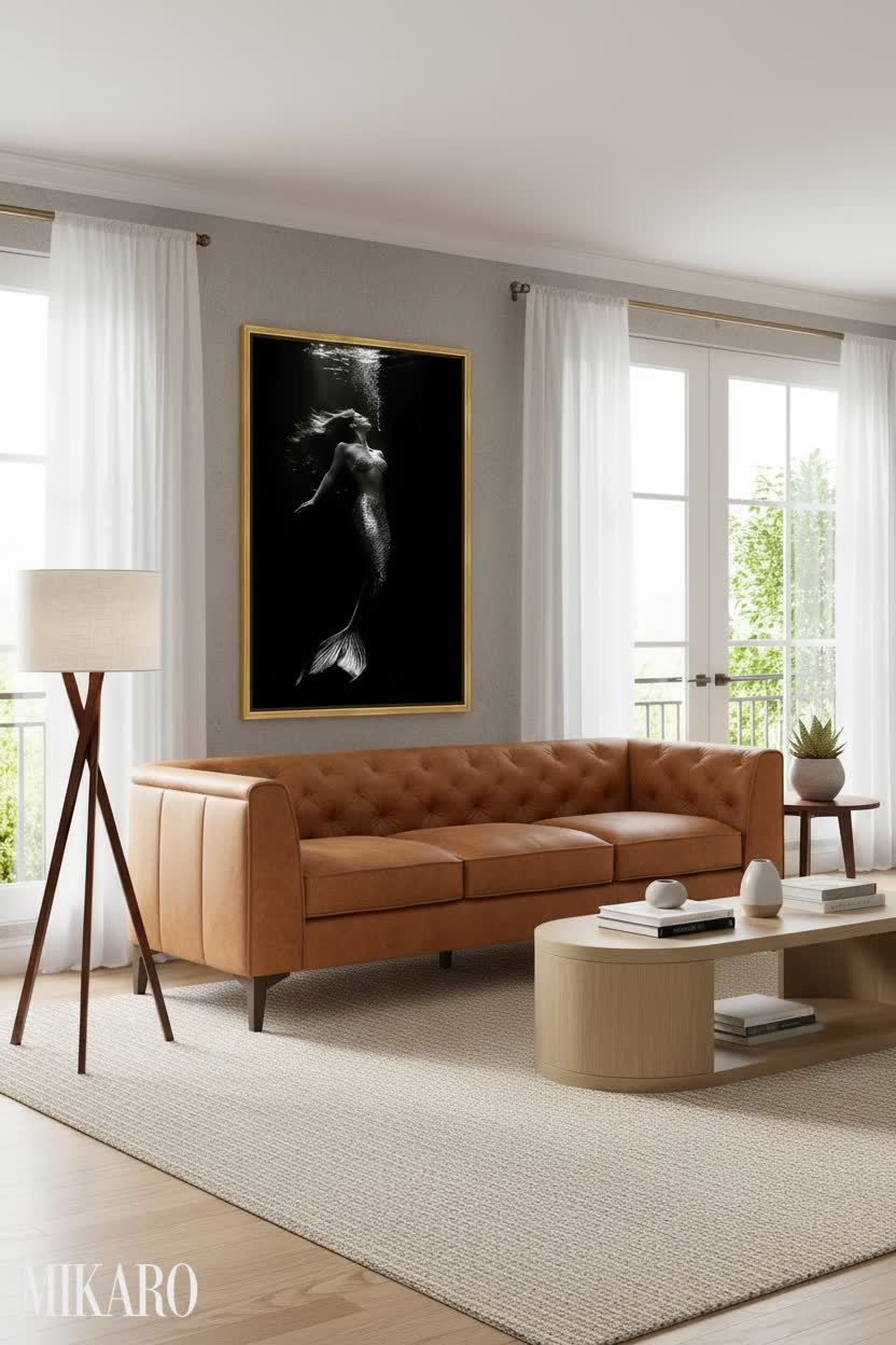 Contemporary Living: Cognac Tan & Wood Textures