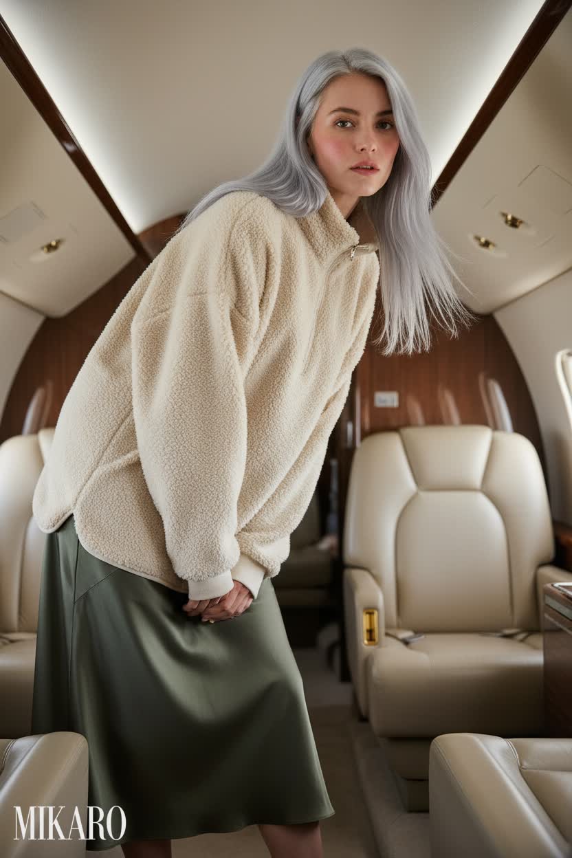 Cozy Sherpa and Satin Skirt Ensemble