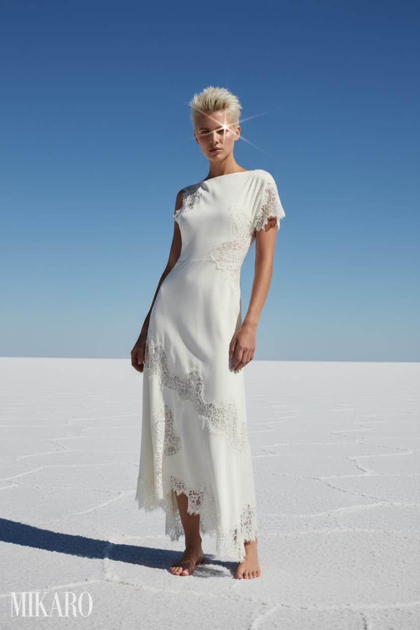 Cream Alessia Dress with Elegant Lace Accents