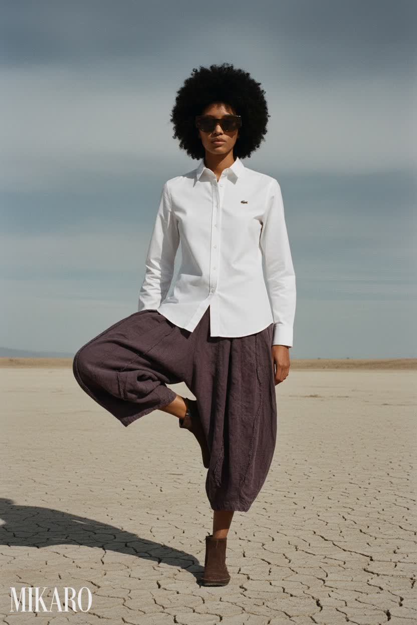 Desert Chic: White Oxford and Plum Linen