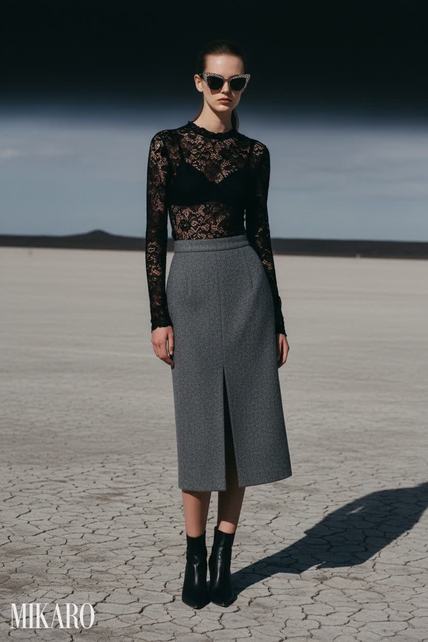 Desert Editorial: Lace, Wool, and Graphic Glamour
