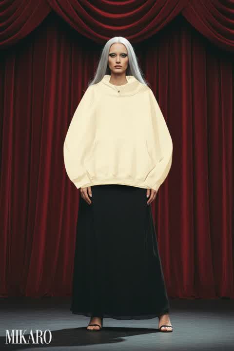 Dramatic Contrast: Hoodie & Maxi Skirt Ensemble