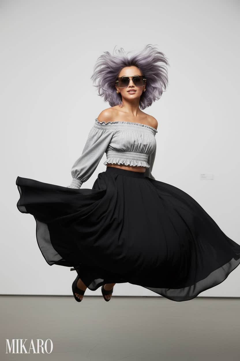 Dynamic Grey & Black Ensemble with Versace Shades