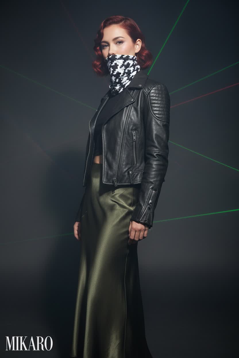 Edgy Chic: Leather, Silk, and Houndstooth