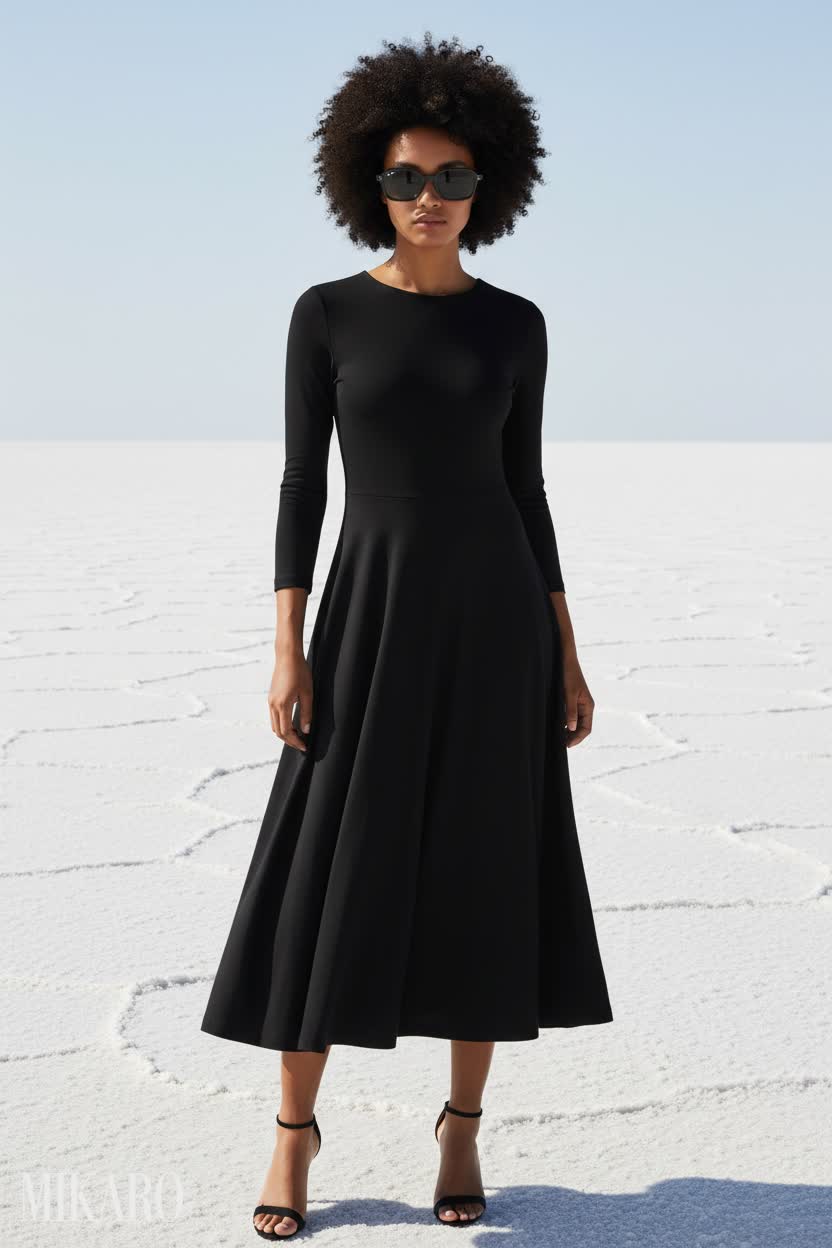 Elegant Black Dress with Classic Sunglasses