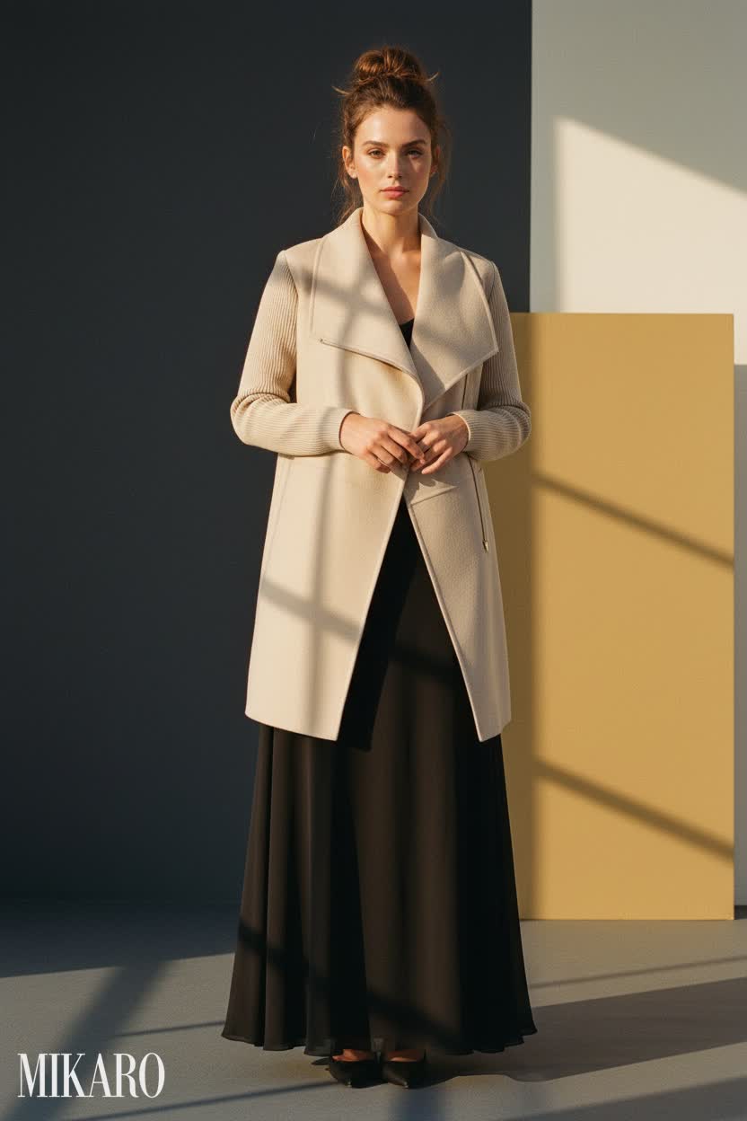 Elegant Evening Skirt & Asymmetrical Coat Ensemble