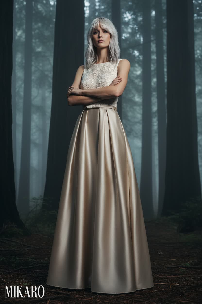 Elegant Lace & Satin Gown