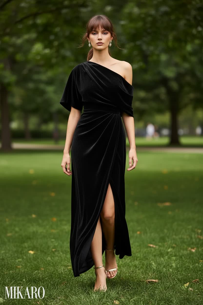 Elegant Velvet Evening Stroll in the Park