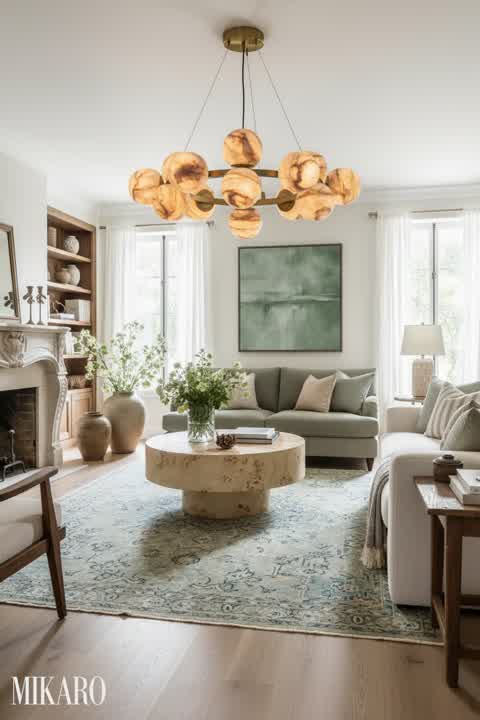 French Country: Alabaster & Burlwood Living Room