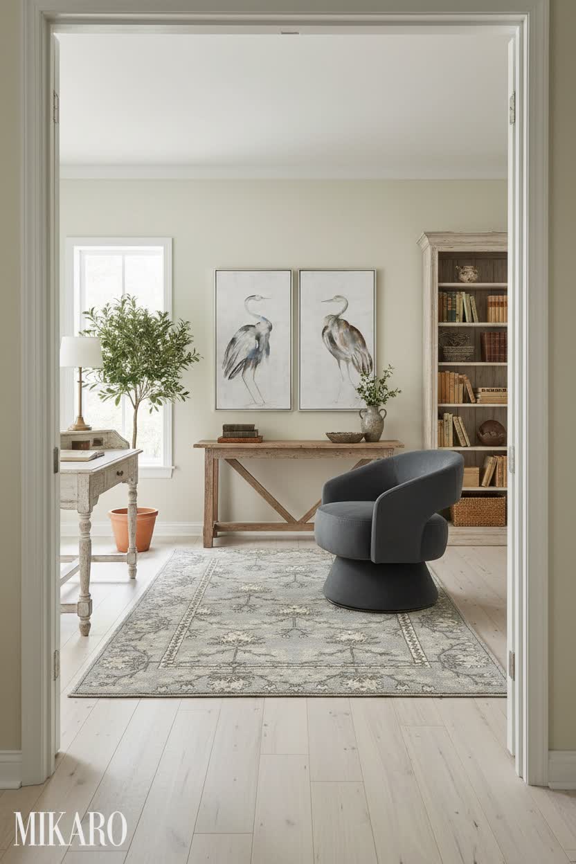 French Country Elegance: A Serene Study with Modern Touches