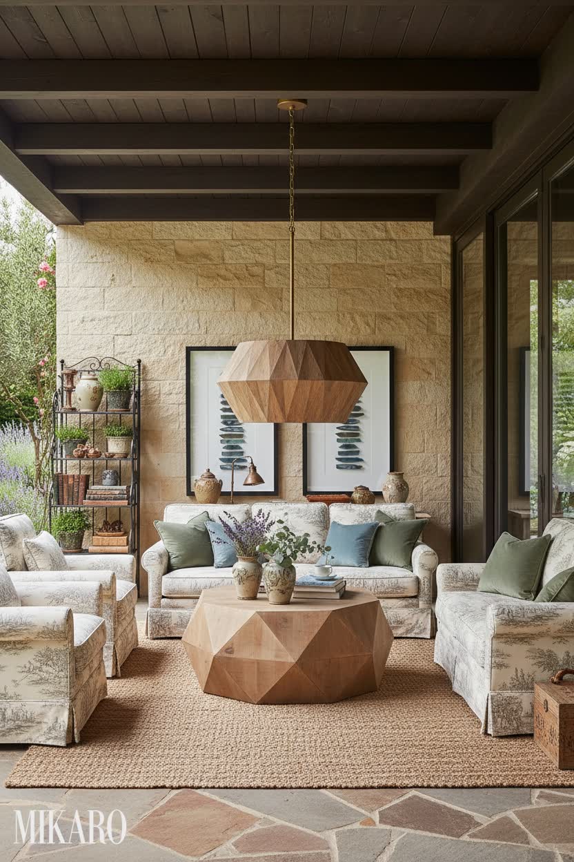 French Country Lanai: Modern Pavilion Elegance with Rustic Charm