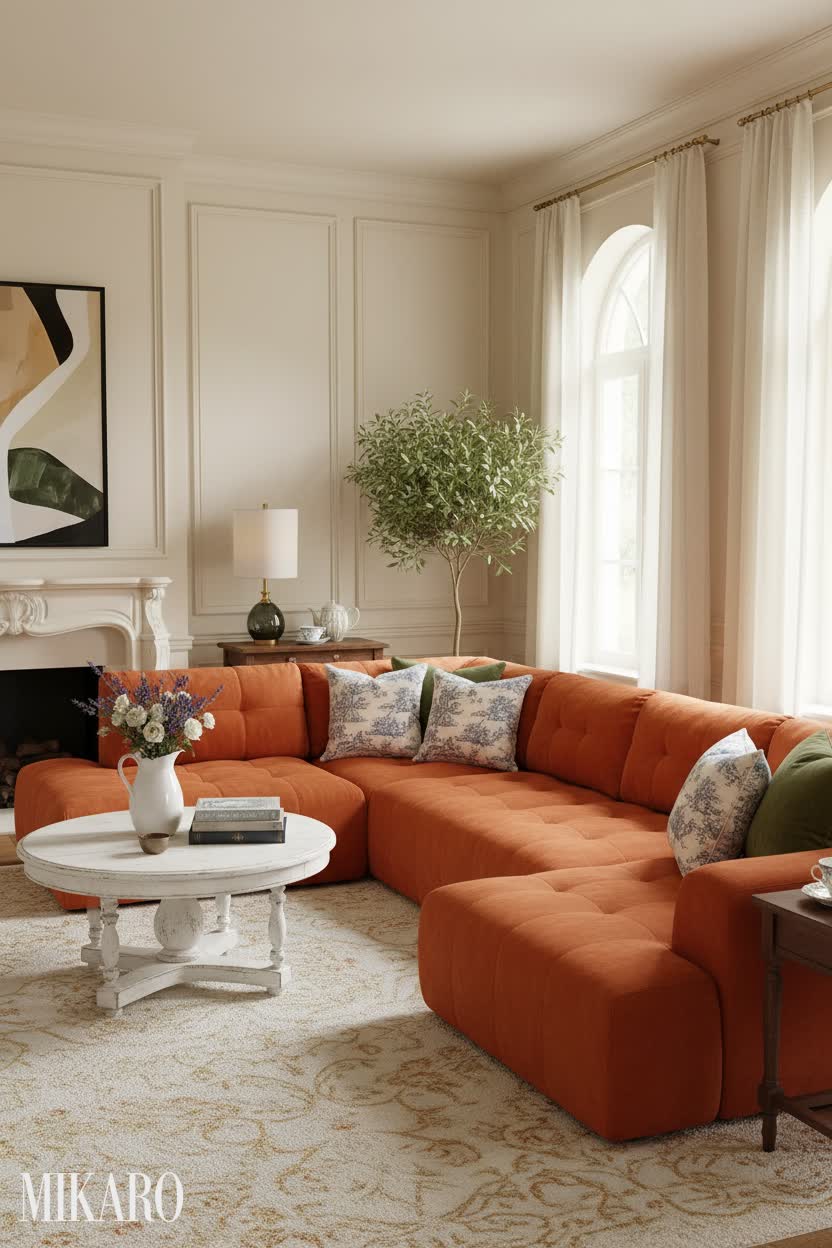 French Country: Warm Terracotta Hues & Cozy Living Room