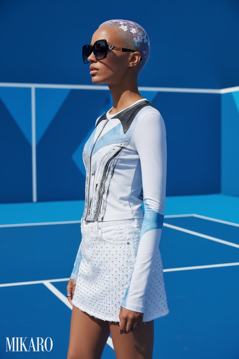 Geometric Sportswear with Icy Lavender Buzz Cut