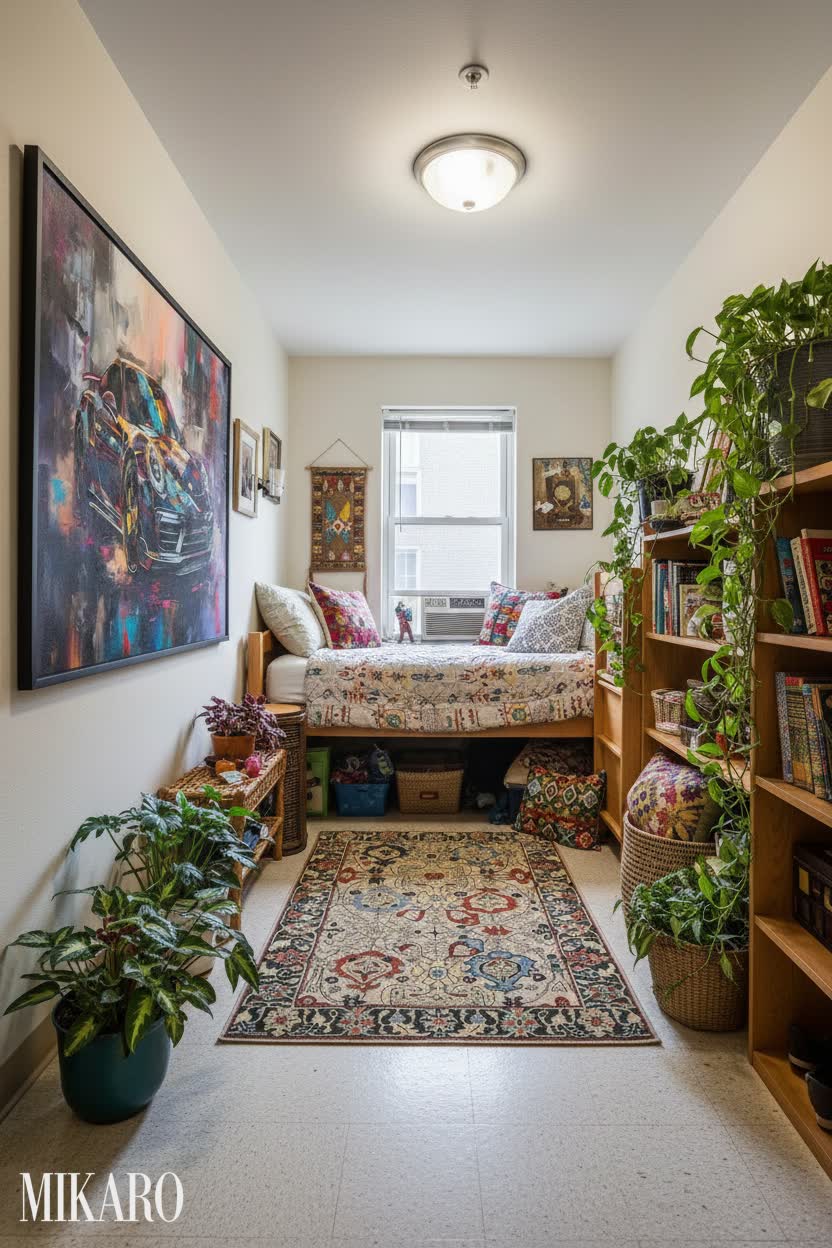 Global Fusion: Cozy Solarium in a Student Dorm Room