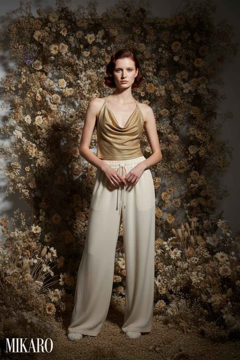 Golden Halter and Flowing Trousers