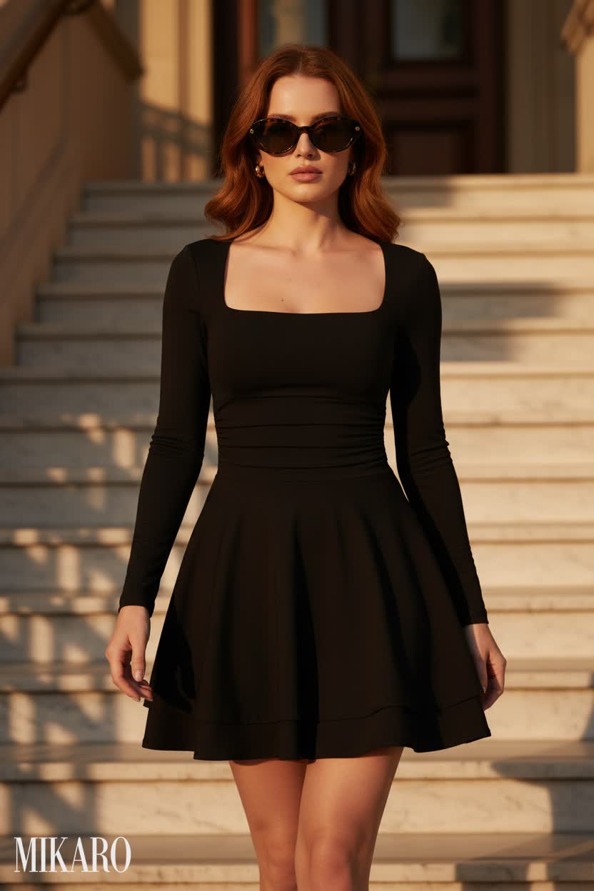 Golden Hour Elegance: Marble Staircase Stroll