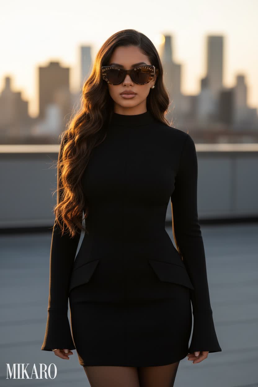 Golden Hour Glam: Rooftop Cityscape Fashion