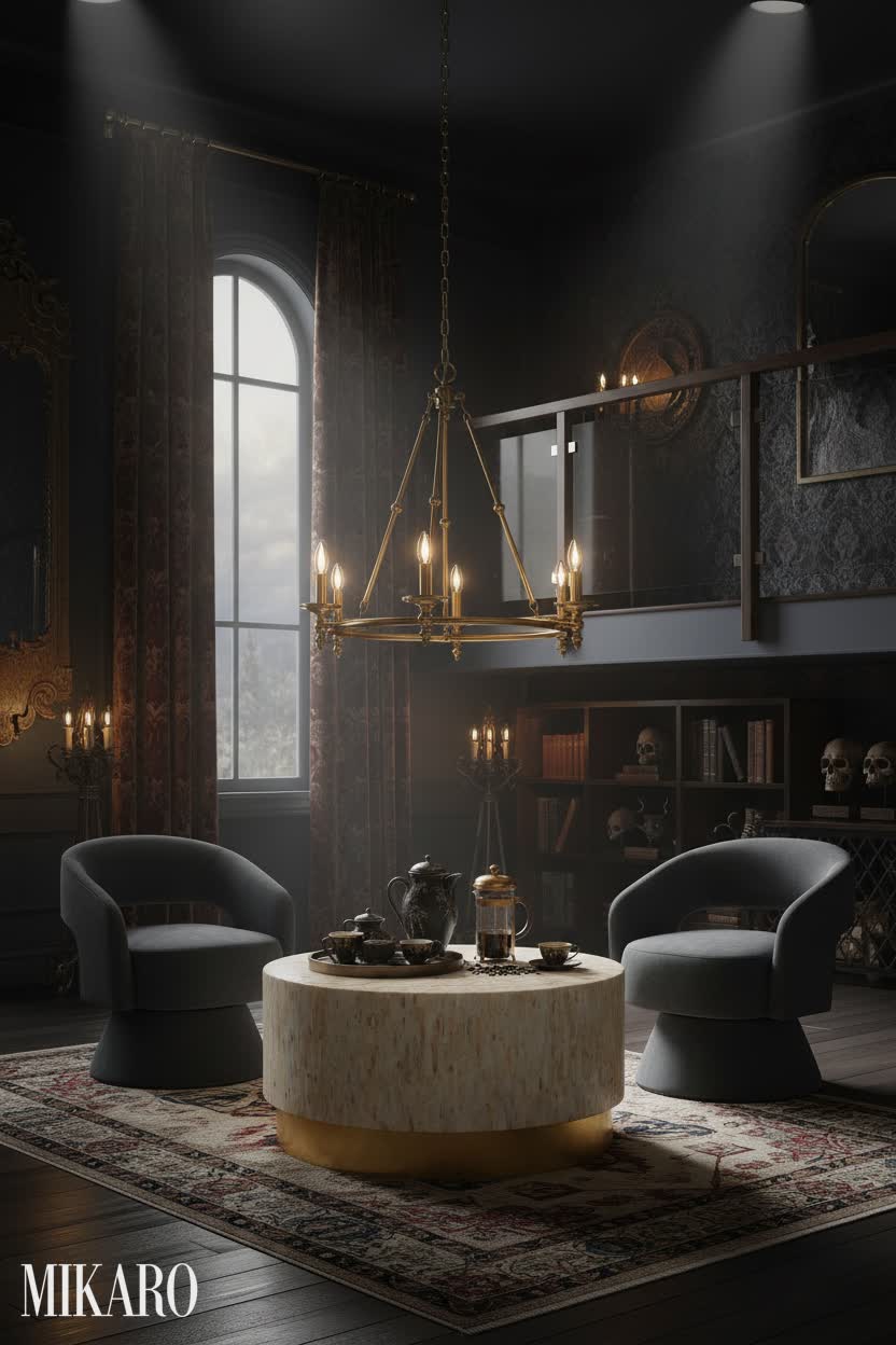 Gothic: Moody Coffee Nook on a Mezzanine