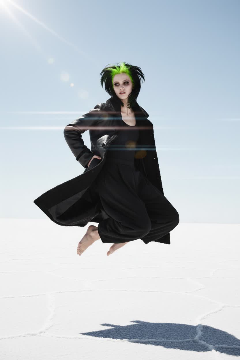 Grunge Glamour: Black Leather Coat & Lantern Pants