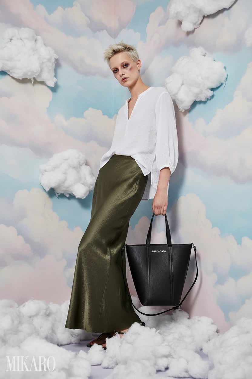 Grunge-Inspired Flowy Skirt and Blouse Ensemble